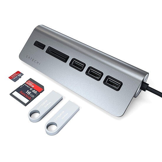 Hub USB SATECHI USB-C Combo Hub pour Desktop - Gris - Autre vue
