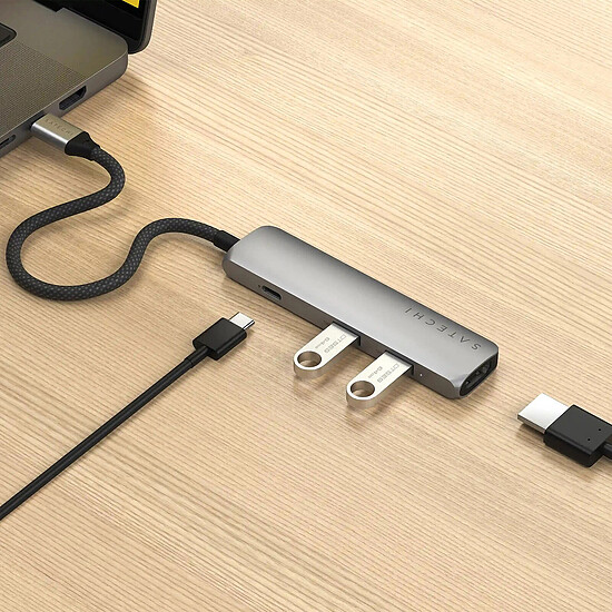 Hub USB SATECHI Multiports USB-C Slim 4-en-1 4K - Gris - Autre vue
