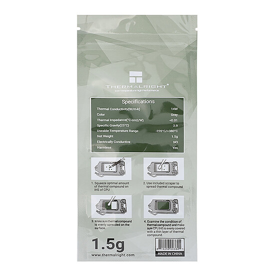 Pâte thermique PC Thermalright TF9 (1.5 g) - Autre vue