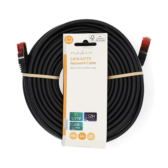 Câble RJ45 Nedis Câble RJ45 catégorie 6 S/FTP 20 m - Noir - Autre vue
