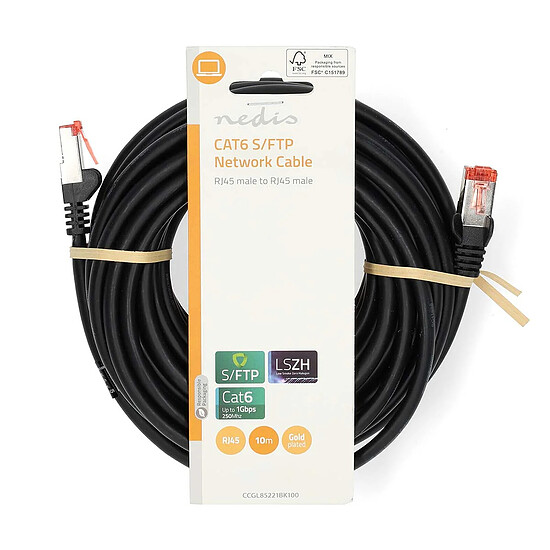 Câble RJ45 Nedis Câble RJ45 catégorie 6 S/FTP 10 m - Noir - Autre vue