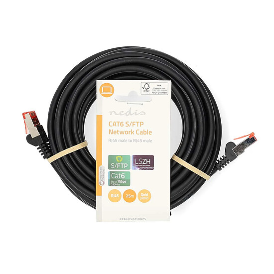 Câble RJ45 Nedis Câble RJ45 catégorie 6 S/FTP 7.5 m - Noir - Autre vue