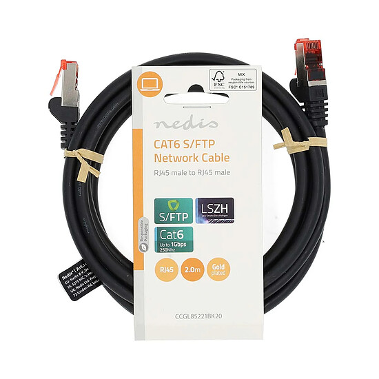 Câble RJ45 Nedis Câble RJ45 catégorie 6 S/FTP 2 m - Noir - Autre vue