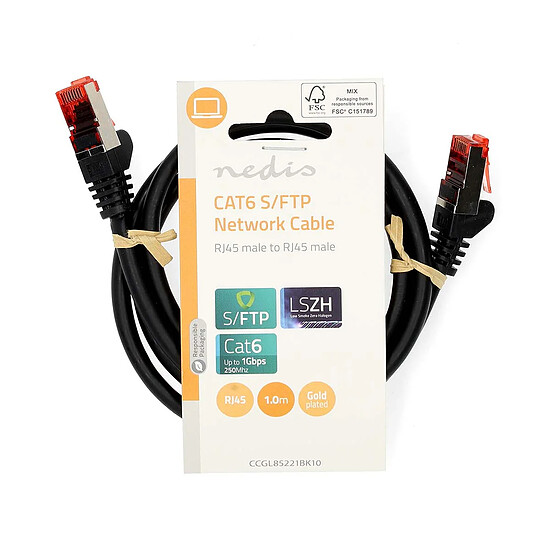 Câble RJ45 Nedis Câble RJ45 catégorie 6 S/FTP 1 m - Noir - Autre vue