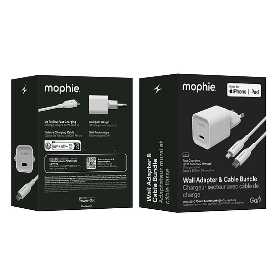 Chargeur Mophie USB-C GaN Wall Adapter 20W + Câble - Autre vue