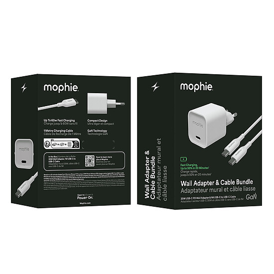Chargeur Mophie USB-C GaN Wall Adapter 35W + Câble liasse - Autre vue