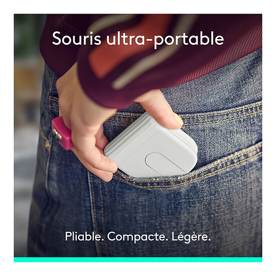 Souris PC Logitech Mobi Fold - Blanc Cassé - Autre vue
