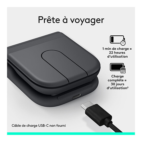 Souris PC Logitech Mobi Fold - Graphite - Autre vue