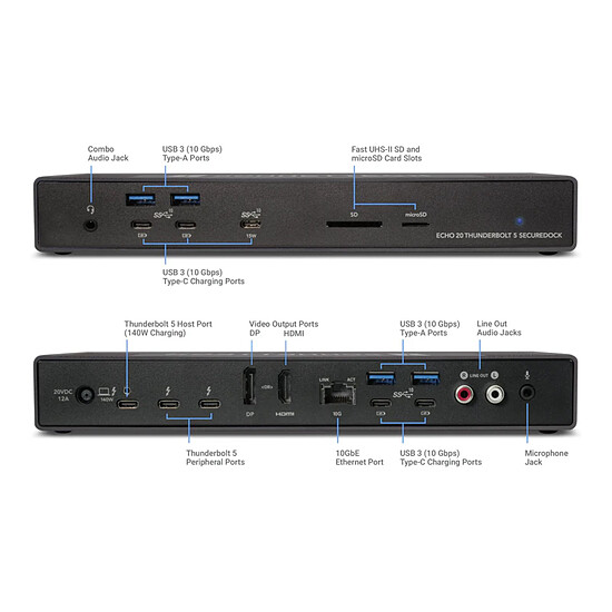 Station d'accueil PC portable Sonnet Echo 20 Thunderbolt 5 SecureDock - Autre vue