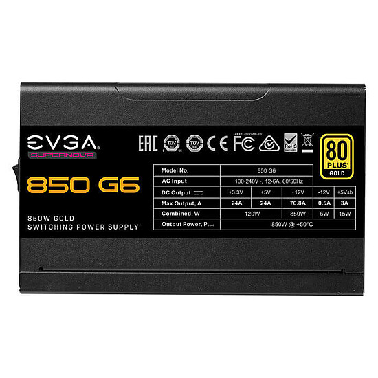 Alimentation PC EVGA SuperNOVA 850 G6 - Gold  - Autre vue