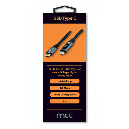 Câble USB MCL Câble USB-C 2.0 vers USB-C avec Affichage Digital - 2 m - Autre vue