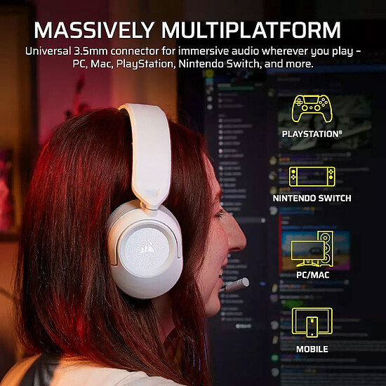 Casque micro Corsair HS35 v3 (Blanc) - Autre vue