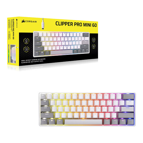 Clavier PC Corsair Clipper Pro Mini 60 - Blanc - Autre vue