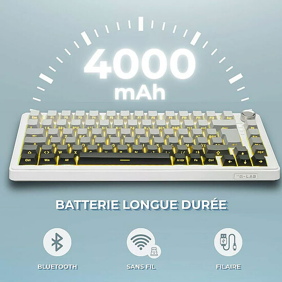 Clavier PC The G-Lab Keyz Elite 300 - Gris/Blanc - Autre vue