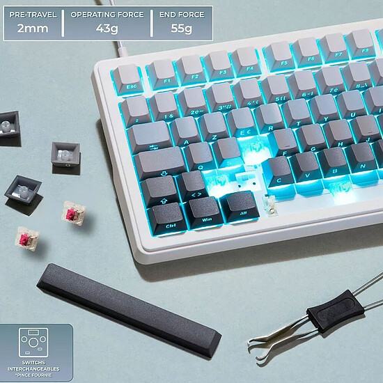 Clavier PC The G-Lab Keyz Elite 300 - Gris/Blanc - Autre vue