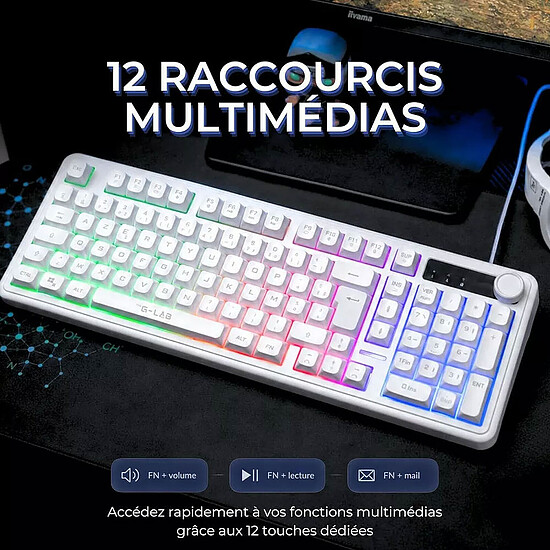 Clavier PC The G-Lab Keyz Caesium EX - Blanc - Autre vue