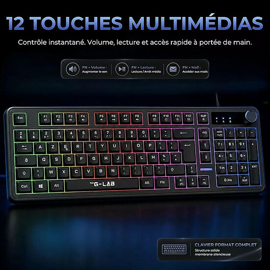 Clavier PC The G-Lab Keyz Caesium EX - Noir - Autre vue