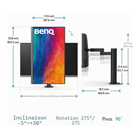 Écran PC BenQ 27" LED - PD2706UA - Autre vue