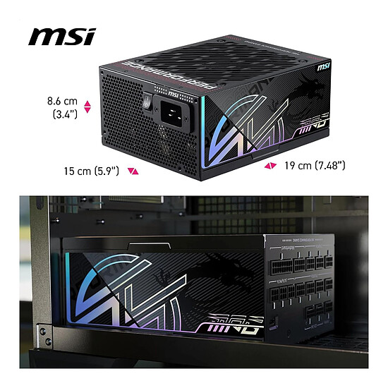 Alimentation PC MSI MPG Ai1600TS PCIE5 - Autre vue