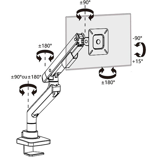 Bras & support écran PC INOVU PREMIUM MOUNT LT10 Noir - Support bureau pour 1 écran - Autre vue