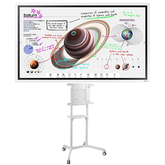 Écran dynamique Samsung Flip 4 WM55B - Ecran tactile et interactif 4K UHD + Neomounts NS-M1250WHITE - Autre vue