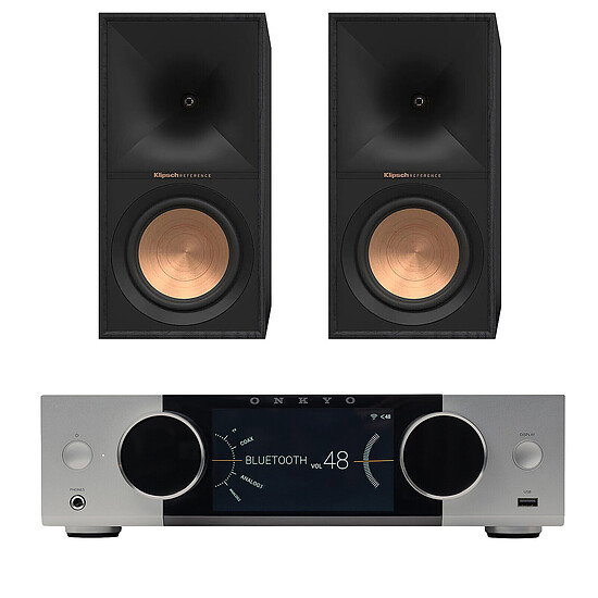 Ampli HiFi Stéréo Onkyo Muse Y-40 Argent + Klipsch R-60M Noir - Autre vue