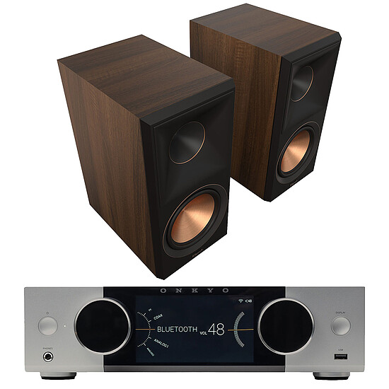 Ampli HiFi Stéréo Onkyo Muse Y-40 Argent + Klipsch RP-600M II Ebène - Autre vue