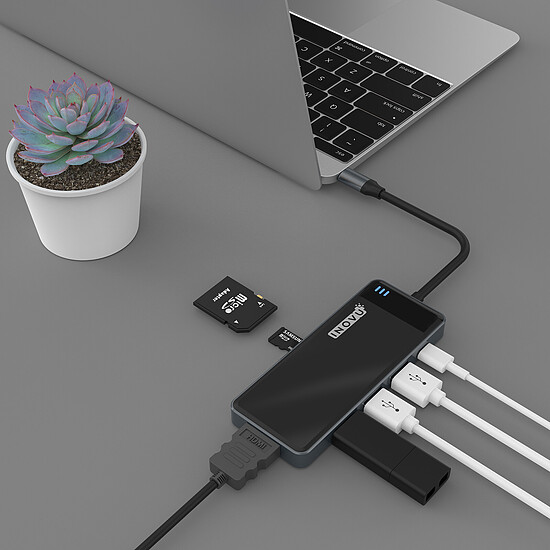 Station d'accueil PC portable INOVU Station d'accueil USB-C 6 en 1 (HDMI/USB/SD) - Autre vue