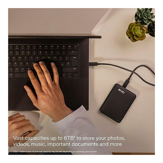 Disque dur externe WD Elements Portable 1 To Noir (USB-C) - Autre vue