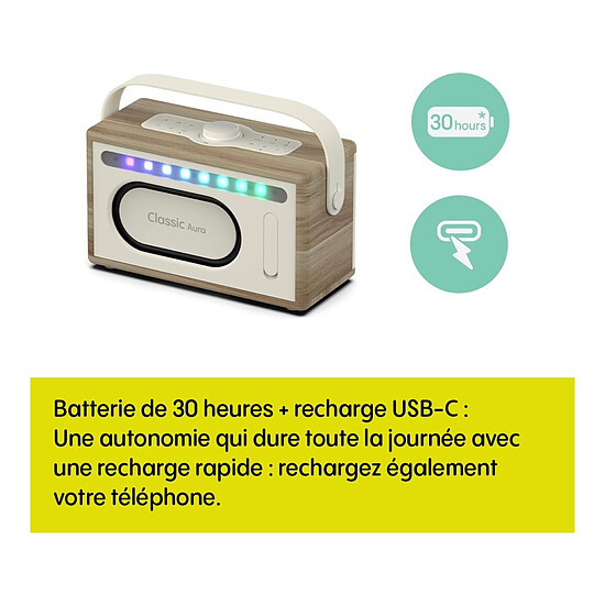 Enceinte sans fil Pure Classic Aura - Blanc Coton/Chêne - Autre vue