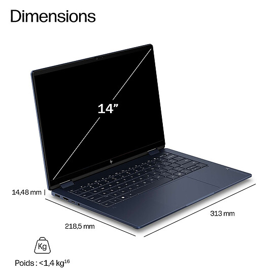 PC portable HP OmniBook X Flip 14-kb0008nf Copilot+ PC (D4TL5EA) - Autre vue