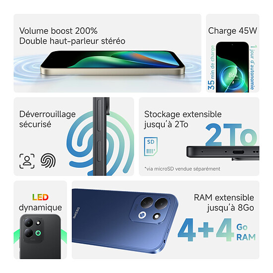 Smartphone Xiaomi Redmi 17 4G Bleu - 128 Go - Autre vue