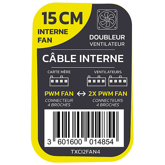 Câble d'alimentation Textorm TXCI2FAN4 doubleur connecteur ventilateur PWM 4 broches - Autre vue