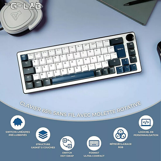 Clavier PC The G-Lab Keyz Elite 200 Blanc/Noir - Autre vue