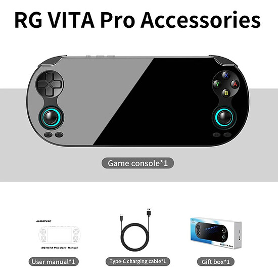 Console rétrogaming Anbernic RG vita Pro 128 Go Noir - Autre vue