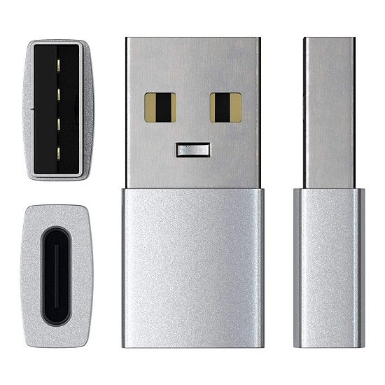 Adaptateur USB SATECHI Adaptateur USB 3.0 USB-A Mâle vers USB-C - Argent - Autre vue