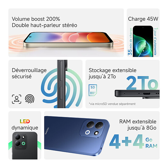 Smartphone Xiaomi Redmi 17 5G Noir - 128 Go - Autre vue
