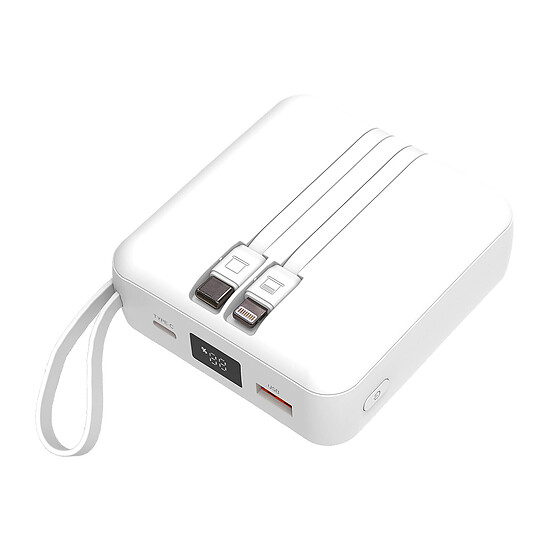 Batterie et powerbank Akashi Batterie de Secours Cable 22.5W Charge Rapide - Blanc - Autre vue