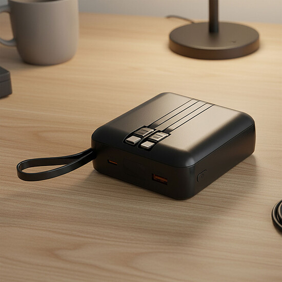 Batterie et powerbank Akashi Batterie de Secours Cable 22.5W Charge Rapide - Noir - Autre vue