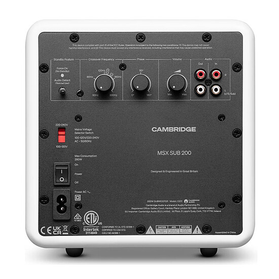 Subwoofer / Caisson de basses Cambridge Audio MSX Sub 200 Blanc - Autre vue