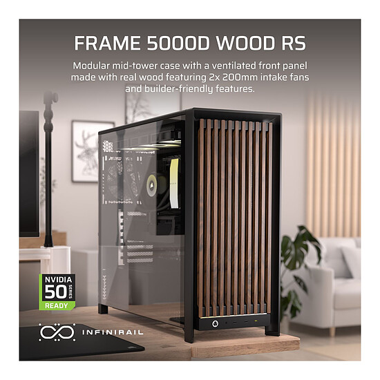 Boîtier PC Corsair Frame 5000D Wood RS Noir/Bois - Autre vue