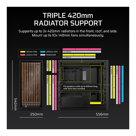 Boîtier PC Corsair Frame 5000D Wood RS Noir/Bois - Autre vue