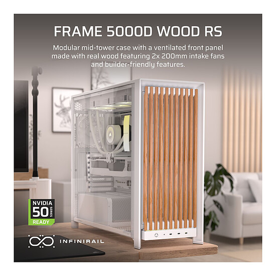 Boîtier PC Corsair Frame 5000D Wood RS Blanc/Bois - Autre vue