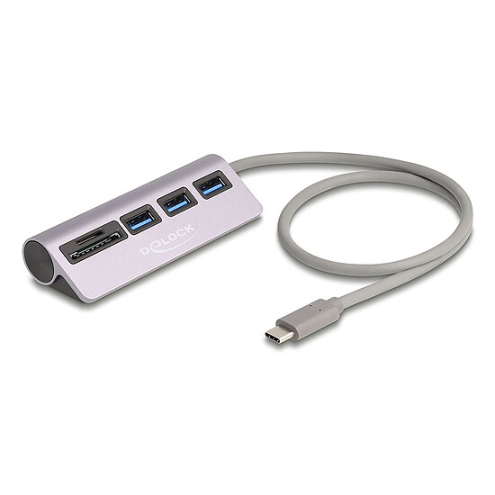 Hub USB DeLock Hub USB 3.0 Type-C vers 3 ports USB 3.0 + slots SD/MicroSD - Autre vue