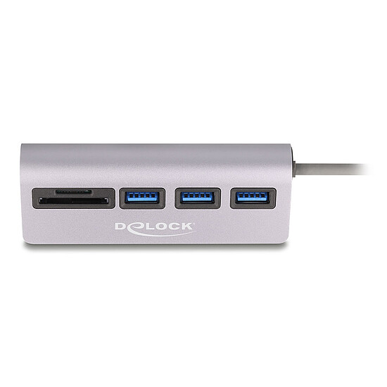 Hub USB DeLock Hub USB 3.0 Type-C vers 3 ports USB 3.0 + slots SD/MicroSD - Autre vue