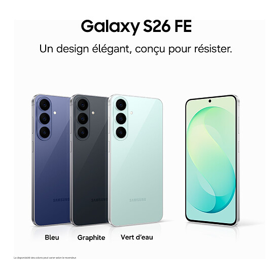 Smartphone Samsung Galaxy S26 FE Vert d'eau - 128 Go - Autre vue