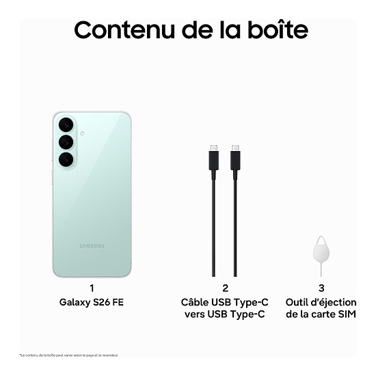 Smartphone Samsung Galaxy S26 FE Vert d'eau - 128 Go - Autre vue