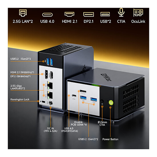 PC de bureau GMKtec NucBox EVO-X1 (R9AI HX370 32/1024) - Autre vue