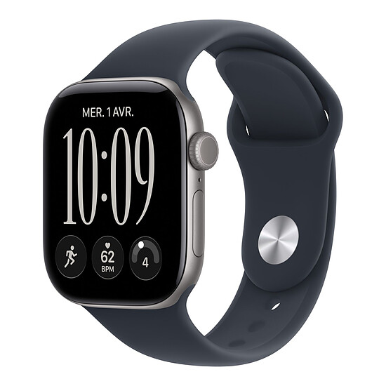 Montre connectée Apple Watch Series 12 GPS + Cellular 42 mm Aluminium Gris sidéral Bracelet Sport Bleu marine M/L - Autre vue