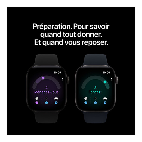 Montre connectée Apple Watch Series 12 GPS 42 mm Aluminium Gris sidéral Bracelet Sport Bleu marine S/M - Autre vue